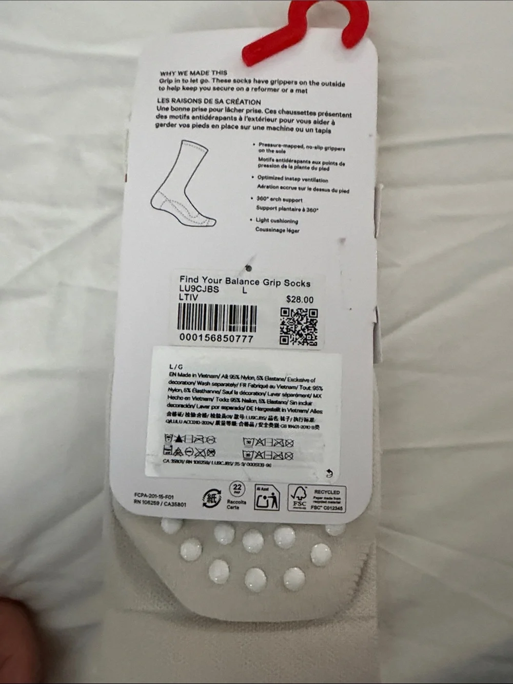 lululemon athletica Find Your Balance Grip Socks - Cream - Large